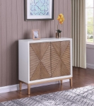 Picture of 2-door Wood Fluted Parquet Cabinet White and Brown