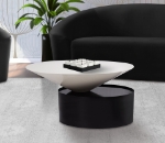 Picture of 30"/ 15" White Metal Top Matte Black Coffee Table and End Table