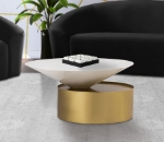 Picture of 30"/ 15" White Metal Top Matte Black Coffee Table and End Table