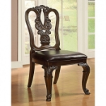 Picture of 27" Dark Brown Wood Veneer Leatherette Side Chair and Wooden Side