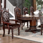 Picture of 84”-120" Expandable Faux Wood Carved Brown Cherry Dining Table