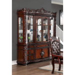 Picture of 72" Faux Wood Carved Glass, Solid Wood Hutch & Buffet