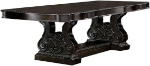 Picture of 15" Expandable Faux Wood Carved Details Dark Brown Leatherette Dining Table