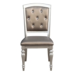 Picture of Wood frame Silver finish Faux leather upholstery Side Chairs and Arm Chairs