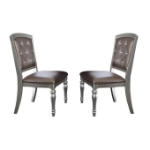 Picture of Wood frame Silver finish Faux leather upholstery Side Chairs and Arm Chairs