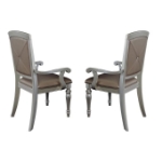 Picture of Wood frame Silver finish Faux leather upholstery Side Chairs and Arm Chairs