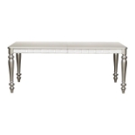 Picture of 78"/ 96" Extension Wood frame Silver finish Faux leather upholstery Dining Table