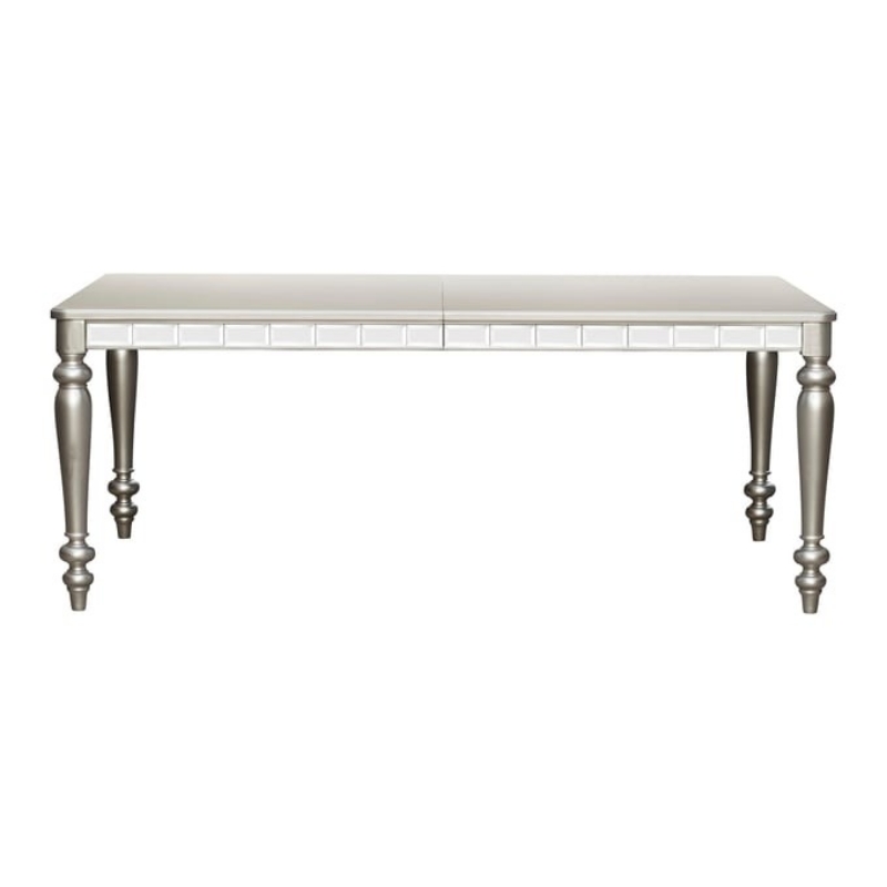 Picture of 78"/ 96" Extension Wood frame Silver finish Faux leather upholstery Dining Table