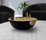 Picture of 32"/20" Round Matte Metal Table Brushed Gold Interior Coffee Table and End Table