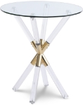 Picture of 34"/ 18" Acrylic & Gold Metal Base Round Coffee Table and End Table