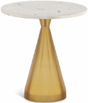 Picture of 36"/ 20" Brushed Gold Stainless Steel Genuine White Marble Top Coffee Table and End Table