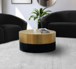 Picture of 32"/ 20" Brushed Gold Top with Matte Black Base Coffee Table and End Table