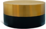 Picture of 32"/ 20" Brushed Gold Top with Matte Black Base Coffee Table and End Table