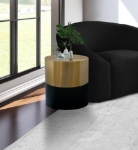 Picture of 32"/ 20" Brushed Gold Top with Matte Black Base Coffee Table and End Table