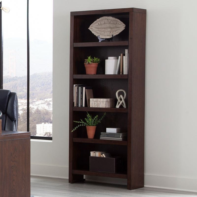 Picture of 32"L X 12"W X 80"H Elevation Brown Bookcase