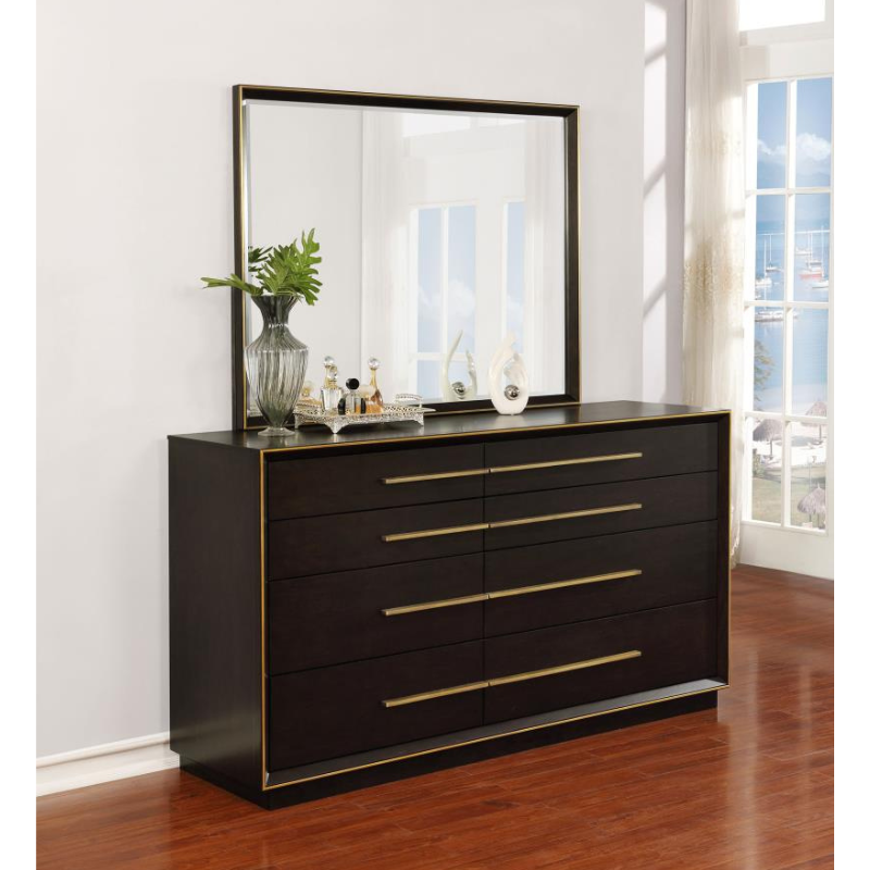 Picture of 8-Drawer Smoked Peppercorn	Dresser with Mirror