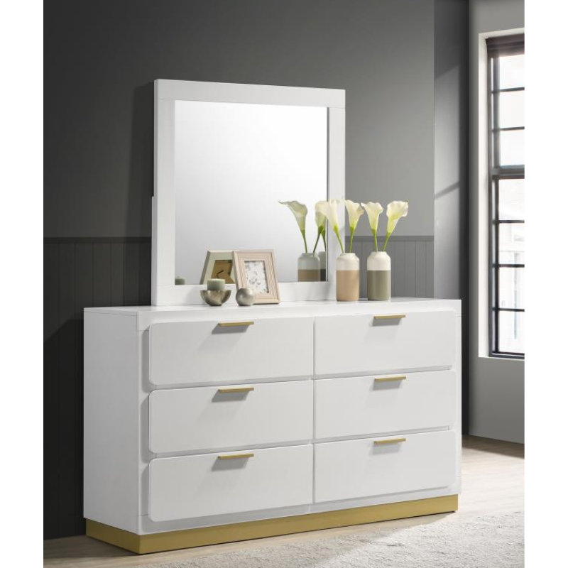 Picture of 6-Drawer White/Black Dresser and Mirror