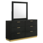 Picture of 6-Drawer White/Black Dresser and Mirror