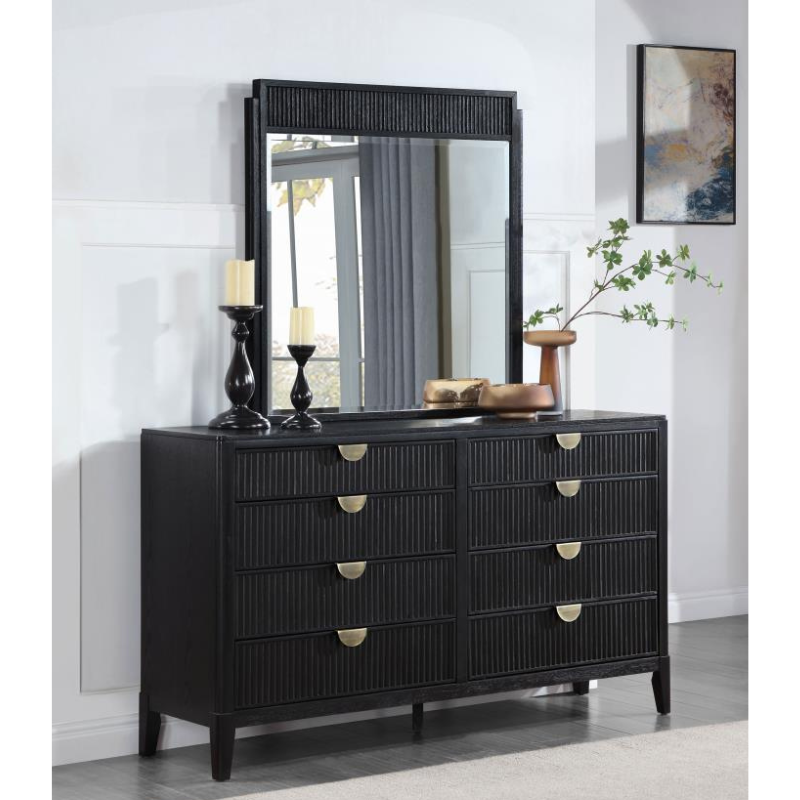 Picture of 8-Drawer Black Dresser and Mirror