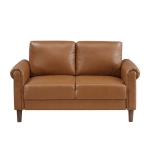 Picture of Brown, Chocolate, Dark gray Leather Loveseat