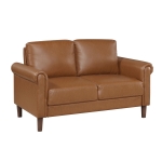 Picture of Brown, Chocolate, Dark gray Leather Loveseat