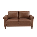 Picture of Brown, Chocolate, Dark gray Leather Loveseat