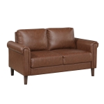 Picture of Brown, Chocolate, Dark gray Leather Loveseat