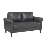 Picture of Brown, Chocolate, Dark gray Leather Loveseat