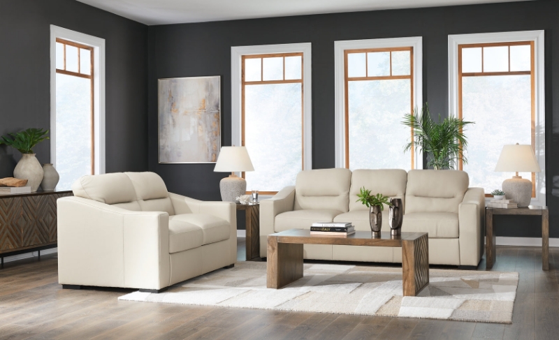 Picture of Genuine Leather Almond Sofa, Loveseat and Chair