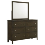 Picture of 6 Drawer Dark Cocoa Brown Dresser and Mirror