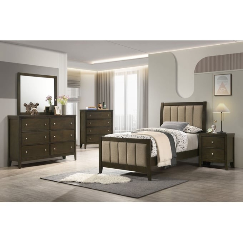 Picture of Dark Cocoa Brown 5pc Bedroom Set with Twin Bed