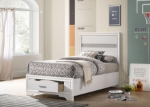 Picture of White/Black Wood Twin Storage Panel Bed