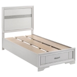 Picture of White/Black Wood Twin Storage Panel Bed