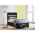 Picture of White/Black Wood Twin Storage Panel Bed