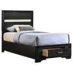 Picture of White/Black Wood Twin Storage Panel Bed