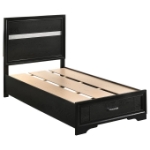 Picture of White/Black Wood Twin Storage Panel Bed