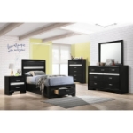 Picture of White/Black Wood Twin Storage Panel Bed