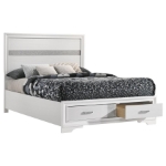 Picture of White/Black Wood Full Storage Panel Bed