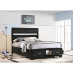 Picture of White/Black Wood Full Storage Panel Bed