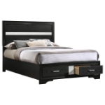 Picture of White/Black Wood Full Storage Panel Bed