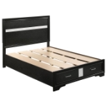 Picture of White/Black Wood Full Storage Panel Bed