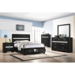 Picture of White/Black Wood Full Storage Panel Bed