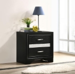 Picture of White/Black 2 Drawer Nightstand