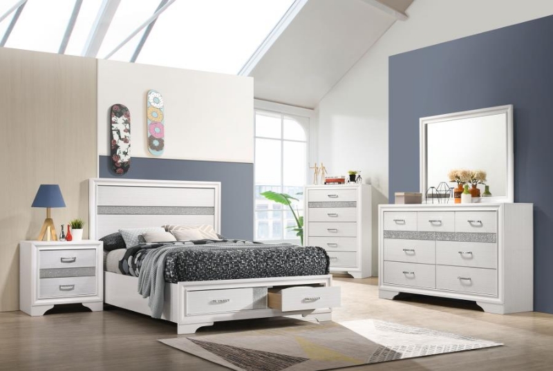 Picture of White/Black 5pcs Full Storage Bedroom set