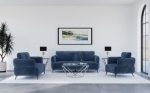 Picture of Blue Upholstered Modern Track Arm Sofa