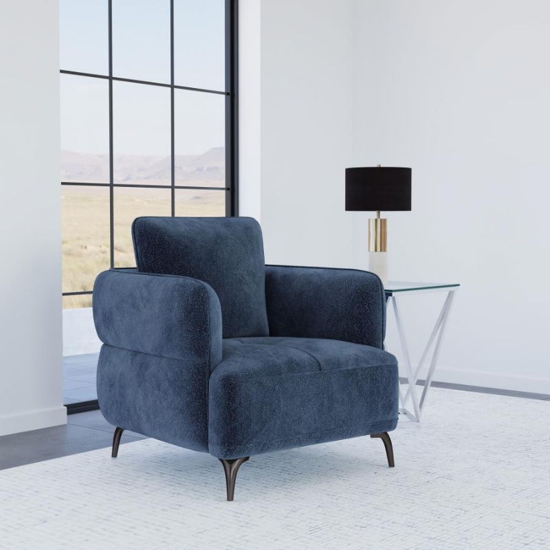 Picture of Blue Upholstered Modern Track Arm Chair