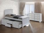 Picture of Traditional White Trundle w/ 3 Drawers Storage Bunk Bed