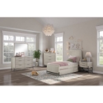 Picture of White and Taupe Twin Trundle Bed