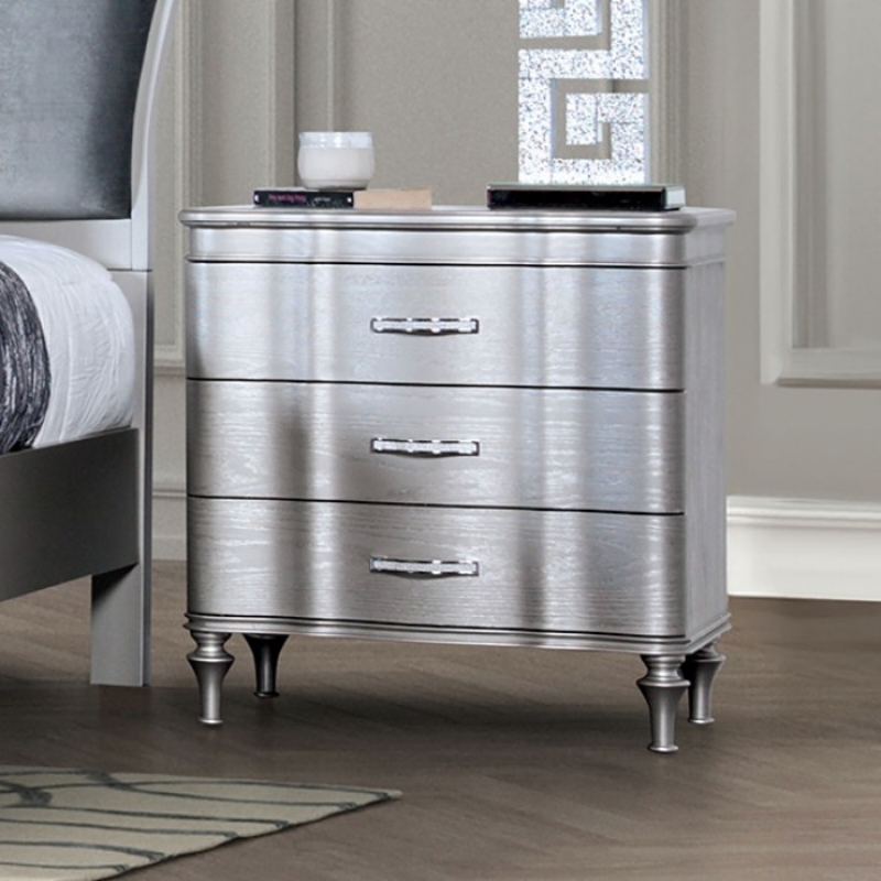 Picture of Silver or Black 3 Drawer Nightstand