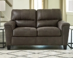 Picture of Dark Brown or Taupe Leather Loveseat